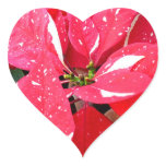 Shimmer Star Surprise Poinsettia Holiday Floral Heart Sticker
