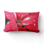 Shimmer Star Surprise Poinsettia Holiday Floral Lumbar Pillow