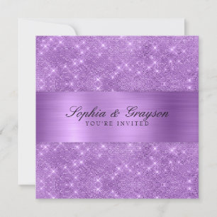 Shimmer Strip Violet Sparkle Wedding Invite