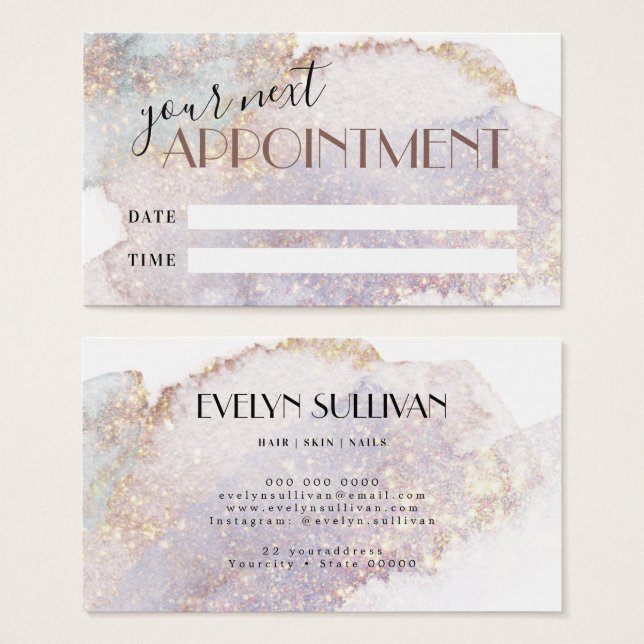 Shimmer watercolor appointment card (Front & Back)