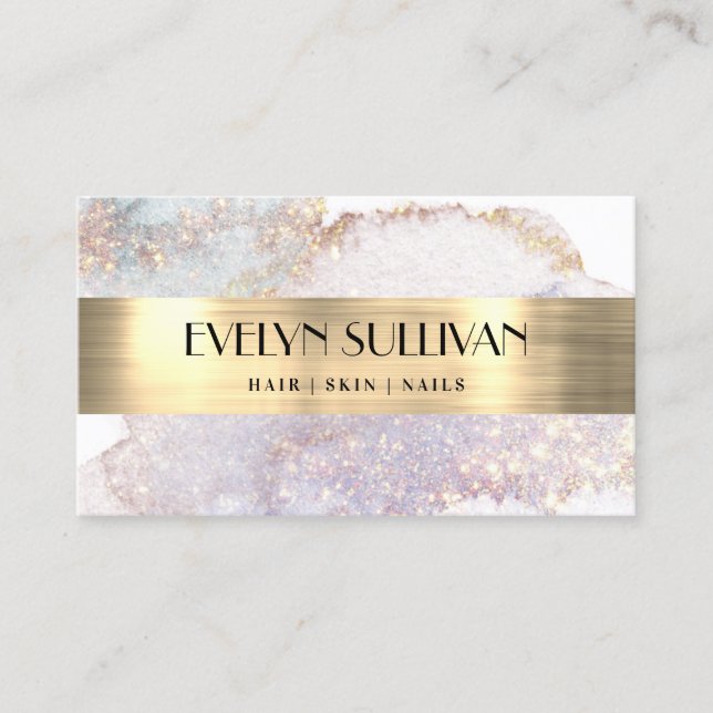 Shimmer watercolor foil business card (Front)