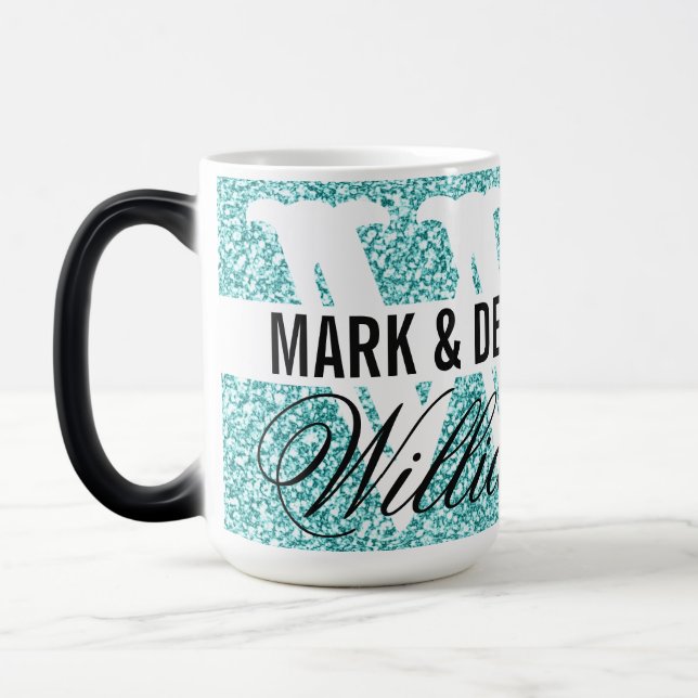 Shimmering Aqua Monogram Color Morph Mug (Left)