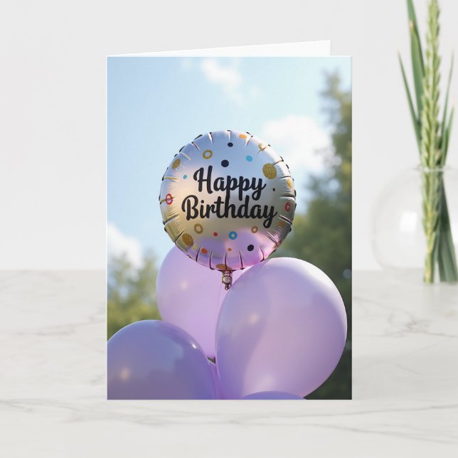 Shimmering Balloon Birthday Card (Front)