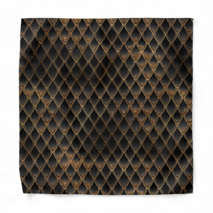 Shimmering Black & Gold Glitter Dragon Scales Bandana