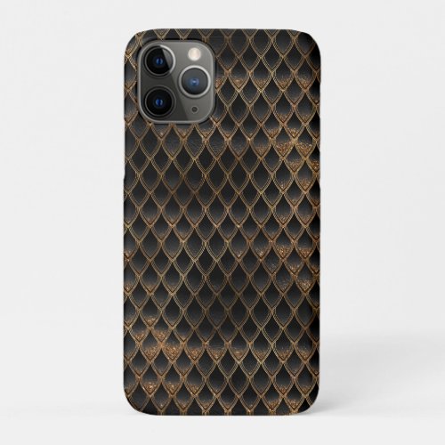 Shimmering Black  Gold Glitter Dragon Scales iPhone 11 Pro Case