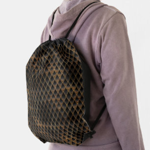 Shimmering Black & Gold Glitter Dragon Scales Drawstring Bag