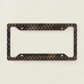 Shimmering Black & Gold Glitter Dragon Scales License Plate Frame