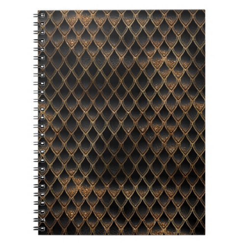 Shimmering Black  Gold Glitter Dragon Scales Notebook