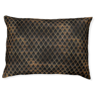 Shimmering Black & Gold Glitter Dragon Scales Pet Bed