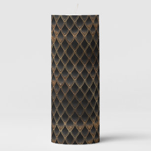Shimmering Black & Gold Glitter Dragon Scales Pillar Candle