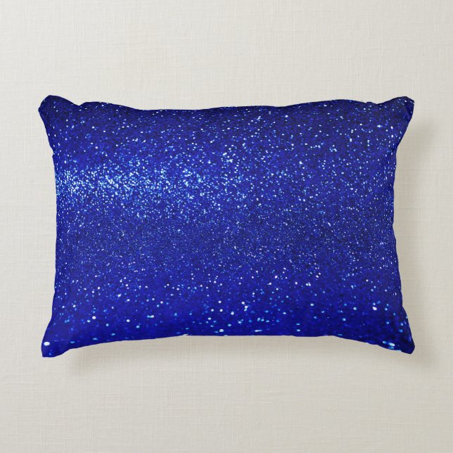 Shimmering Blue Glitter Canvas Accent Pillow (Front)