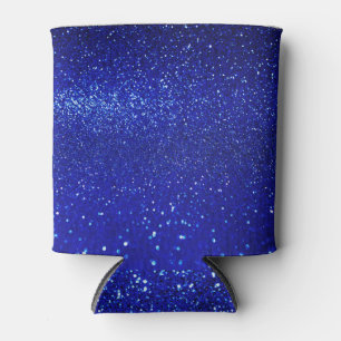 Shimmering Blue Glitter Canvas Can Cooler