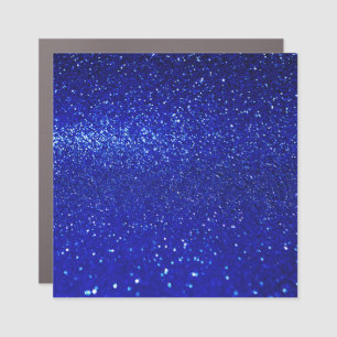 Shimmering Blue Glitter Canvas Car Magnet