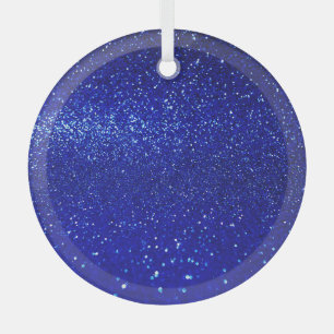 Shimmering Blue Glitter Canvas Glass Ornament