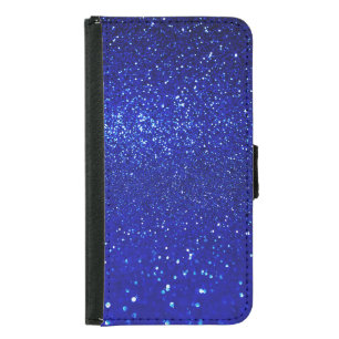 Shimmering Blue Glitter Canvas Samsung Galaxy S5 Wallet Case