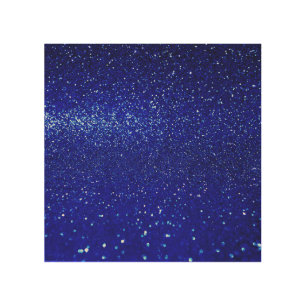 Shimmering Blue Glitter Canvas Wood Wall Art
