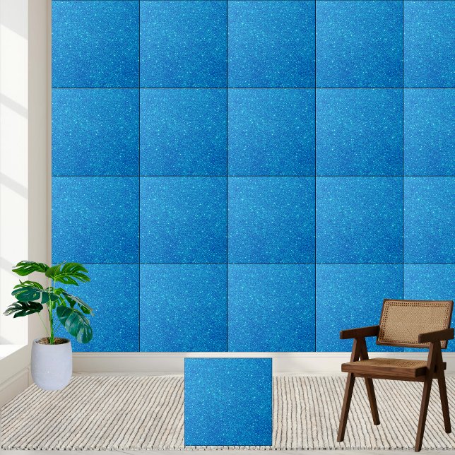 Shimmering  Blue Glitter Ceramic Tile (Shimmering Blue Glitter Ceramic Tile)