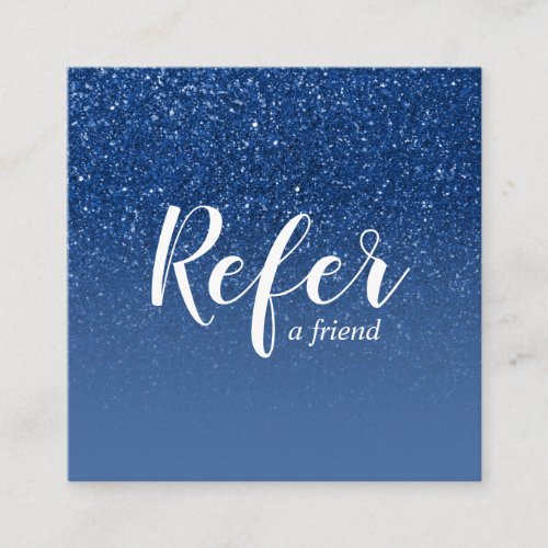 Shimmering Blue Glitter Ombre Glam Chic Referral Card