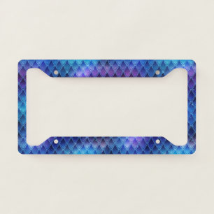 Shimmering Blue Ombre & Glitter Dragon Scales License Plate Frame