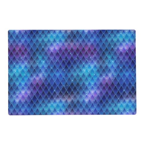 Shimmering Blue Ombre  Glitter Dragon Scales  Placemat