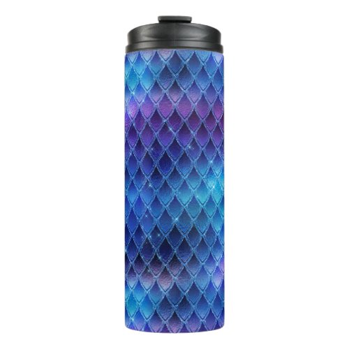 Shimmering Blue Ombre  Glitter Dragon Scales Thermal Tumbler