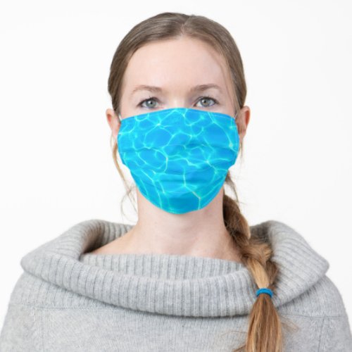Shimmering Blue Pool Water Reflections Photo Adult Cloth Face Mask