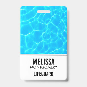 Shimmering Blue Pool Water Reflections Photo Badge