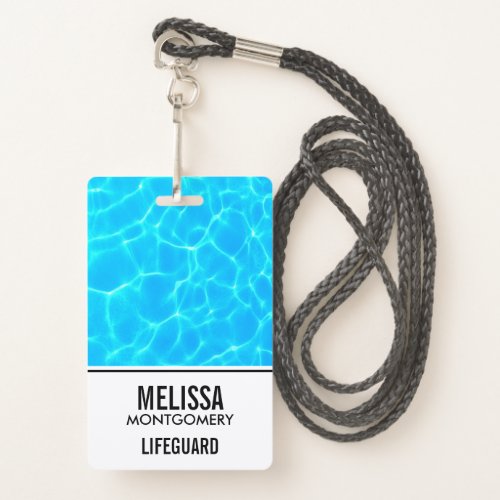 Shimmering Blue Pool Water Reflections Photo Badge