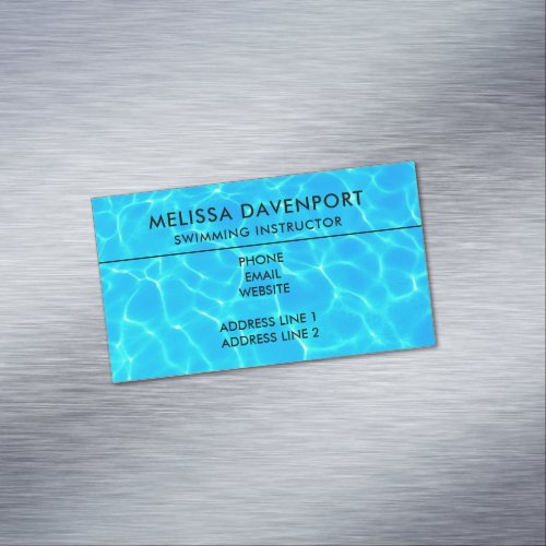 Shimmering Blue Pool Water Reflections Photo Business Card Magnet