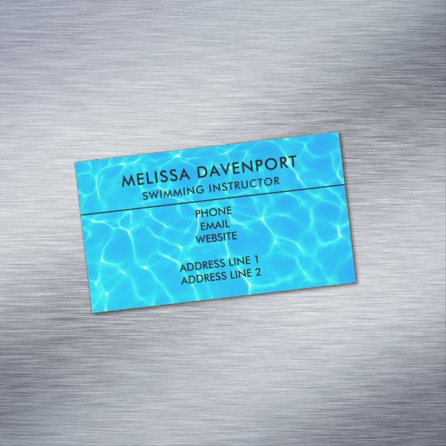 Shimmering Blue Pool Water Reflections Photo Business Card Magnet (In Situ)
