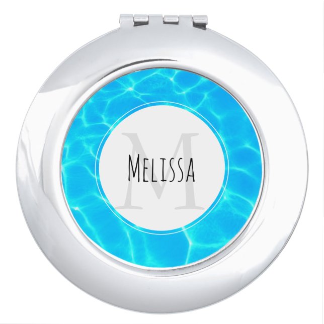 Shimmering Blue Pool Water Reflections Photo Compact Mirror (Front)