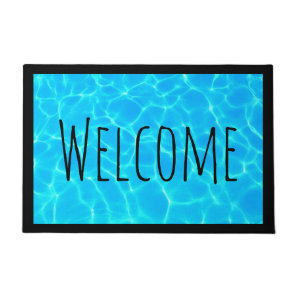 Shimmering Blue Pool Water Reflections Photo Doormat