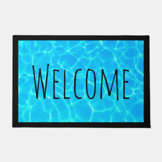 Shimmering Blue Pool Water Reflections Photo Doormat