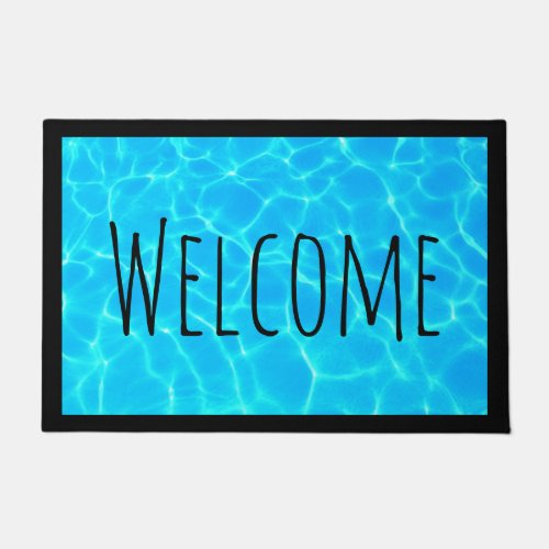Shimmering Blue Pool Water Reflections Photo Doormat