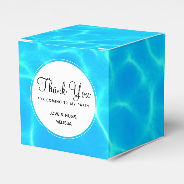 Shimmering Blue Pool Water Reflections Photo Favor Boxes (Front Side)