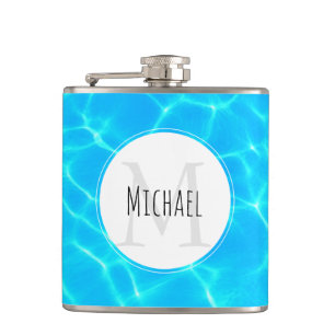 Shimmering Blue Pool Water Reflections Photo Flask