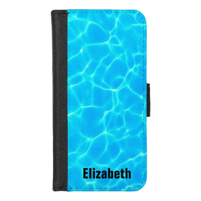 Shimmering Blue Pool Water Reflections Photo iPhone Wallet Case (Front)
