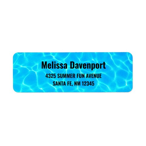 Shimmering Blue Pool Water Reflections Photo Label