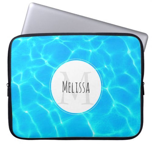 Shimmering Blue Pool Water Reflections Photo Laptop Sleeve