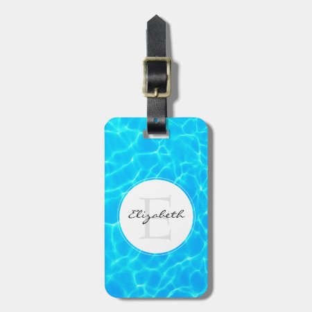 Shimmering Blue Pool Water Reflections Photo Luggage Tag