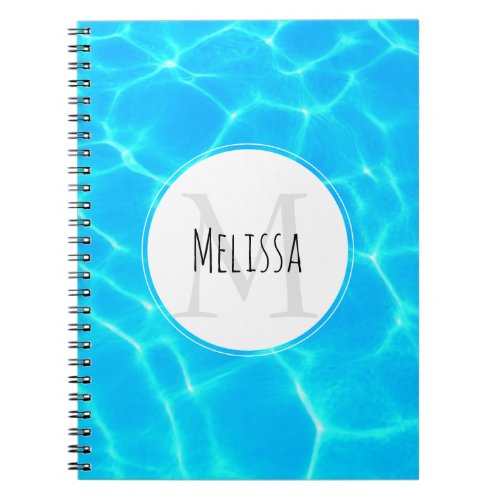 Shimmering Blue Pool Water Reflections Photo Notebook