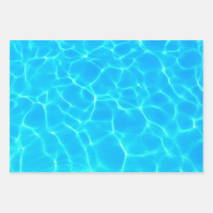 Shimmering Blue Pool Water Reflections Photo Wrapping Paper Sheets