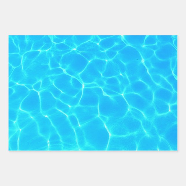Shimmering Blue Pool Water Reflections Photo Wrapping Paper Sheets (Front)