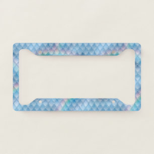Shimmering Blue & Rainbow Glitter Dragon Scales License Plate Frame