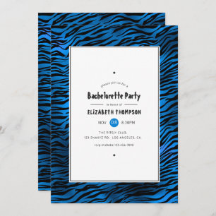 Shimmering Blue Tiger Stripes Bachelorette Party Invitation