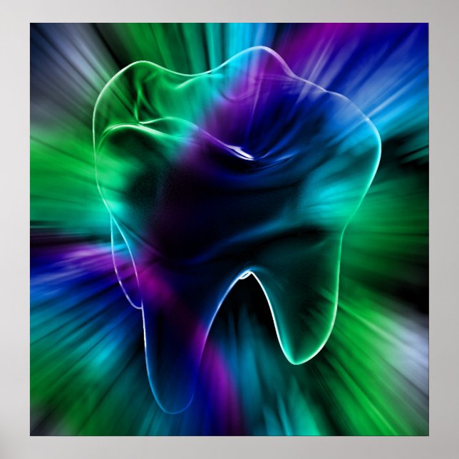 Shimmering Blue Tooth Dentist Orthodontist Poster (Front)