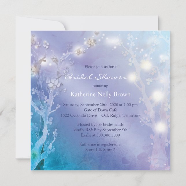 Shimmering Blues Unique Bridal Shower Invitation (Front)