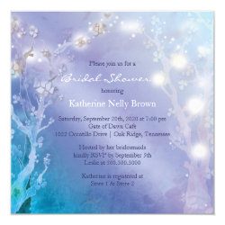 Shimmering Blues Unique Bridal Shower Invitations 5.25