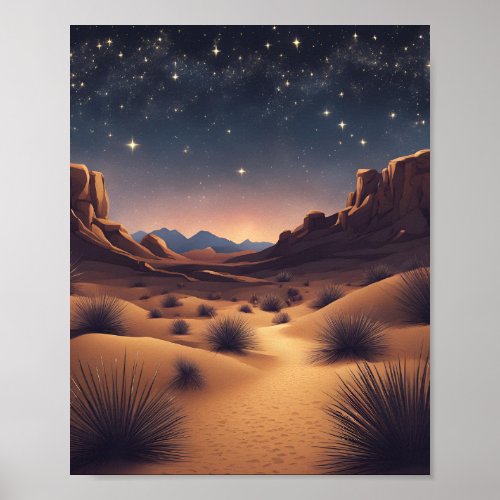 Shimmering Bright Stars in the Endless Desert Sand Poster