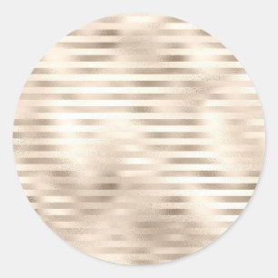 Shimmering Bronze Ruled Template, Faux Texture Classic Round Sticker